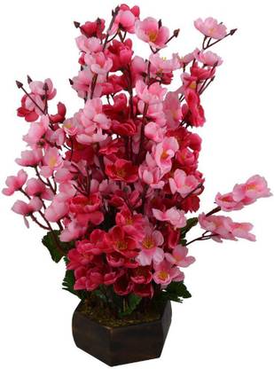 Hyperboles Red Cherry Blossom Artificial Flower  with Pot