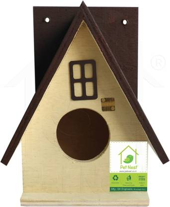 PetNest DECO3 - Maroon Decorative Bird House Nest Box for Sparrow, Finches Bird House