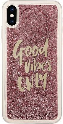Fonovo Back Cover for GOOD Vibes ONLY Floating Liquid Waterfall Transparent Soft Moving Back Cover for iPhone Xs