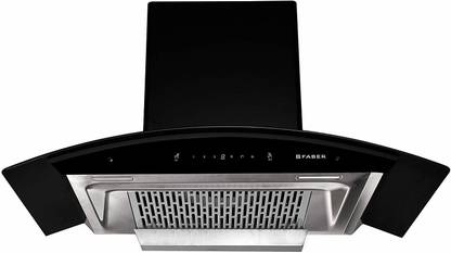 FABER HOOD CREST PLUS HC SC BK 90 Auto Clean with Powerful Suction Capacity Wall Mounted BK GLASS 1200 CMH Chimney