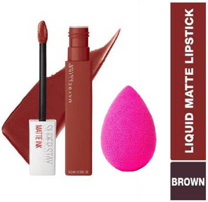 MAYBELLINE NEW YORK Super Stay Matte Ink Liquid Lipstick (245-Seeker, 5ml) with Beauty Blender