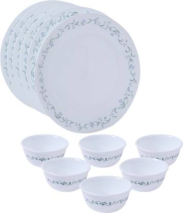 CORELLE Pack of 12 Glass 12Pcs Dinner Set-Country Cottage Dinner Set