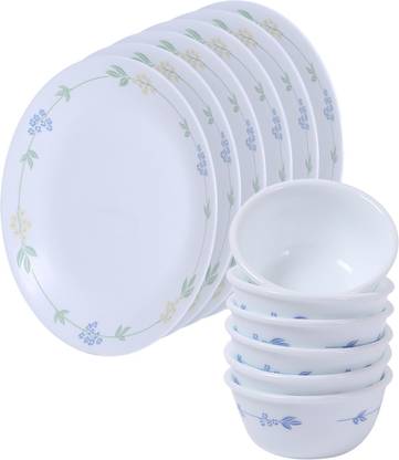 CORELLE Pack of 12 Glass 12Pcs Dinner Set-Secret Garden Dinner Set