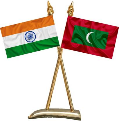 UNIQ X Shape Flag Stand - India & Maldives Rectangle Table Miniature Flag