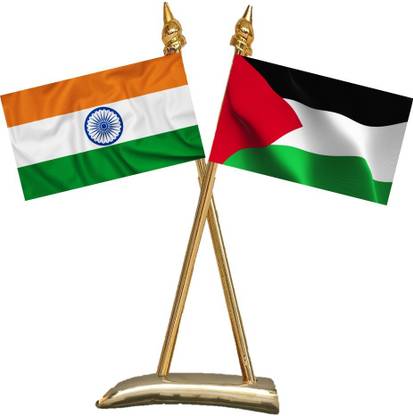 UNIQ X Shape Flag Stand - India & Palestine Rectangle Table Miniature Flag