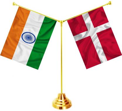 UNIQ Y shape Stand - India - Denmark Rectangle Table Miniature Flag
