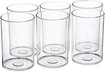 TAPASVI (Pack of 6) 6 Pcs. Unbreakable Stylish Transparent Water Glass Set 300 Ml ABS Poly Carbonate Plastic Magic Glasses Glass Set Water/Juice Glass