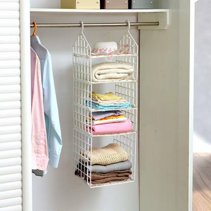 4tens 5Layer Folding Clothes Storage Rack for Student Wardrobe Shelf Closet Organizer Regular Organizer
