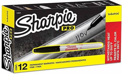 Sharpie Industrial Permanent Markers, Fine Point, Black, 12-Count