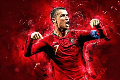 Cristiano Ronaldo with Red Energetic Background Poster Wall Poster Photographic Paper