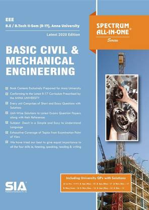 Basic Civil And Mechanical Engineering, B.E/B.Tech II-Semester (R-17) (Anna University) Electrical And Electronics Engineering (EEE), Latest 2020 Edition