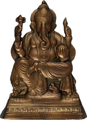 jy Gun Metal Ganesh God Idol Copper Colour Decorative Showpiece  -  34 cm