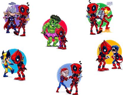 DivineDesigns 56 cm Deadpool Cartoons Sticker Self Adhesive Sticker