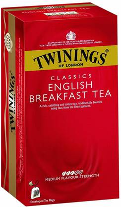 TWININGS English Breakfast Tea, 100 Tea Bags Unflavoured Black Tea Bags Box