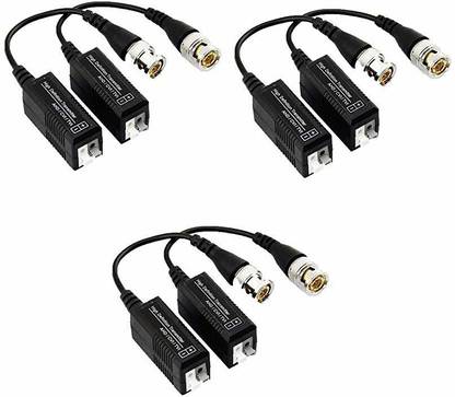 LipiWorld Passive HDCVI TRANSCEIVER Single CHENNEL CCTV Camera Video Balun for AHD/HDCVI/HDTVI (Pack-3) Passive HDCVI TRANSCEIVER Single CHENNEL CCTV Camera Video Balun Wire Connector