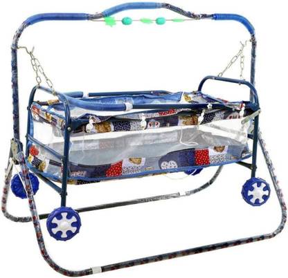 Style Blue cradle with mosquito net and wheels Bassinet