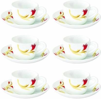 Larah by Borosil Pack of 12 Opalware Larah By Borosil Red Lily