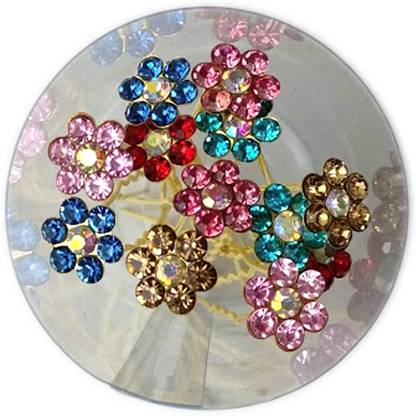 GadinFashion Set of 12 Hair Accessories stone Multicolor Juda Pins For Bun Decoration For Women And Girls Back Pin
