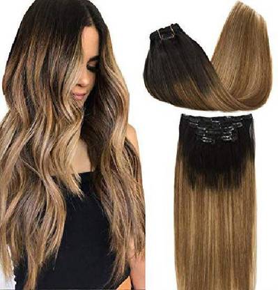Googoo Hair 18Inch , Balayage Ombre Brown To Dark Blonde : Googoo 9Pcs 120G 100% Real  Clip Ins Balayage Colored Remy  Chocolate Brown #2 Fading To Chesnut Brown #6 And #18 Ombre Blonde Clip In Human  Extensions Full Head Set 18" [Cat_4213] Hair Extension