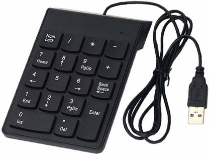 ClassyTek 18 Key Numeric Keypad Wired USB Number Keyboard for Laptop Notebook Tablet PC Computer - Black Wired USB Standard Multi-device Keyboard Compatible with Desktop, Laptop, Tablet, iPad, Mac