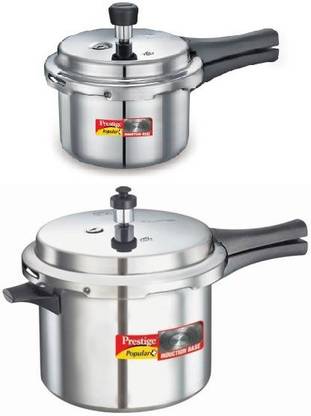 Prestige Popular+ 1.5 Litre+5 Litre Pressure Cooker Combo Set 1.5 L, 5 L Outer Lid Induction Bottom Pressure Cooker