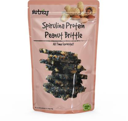 Nutrezy Spirulina Peanut Brittle Protein Bars
