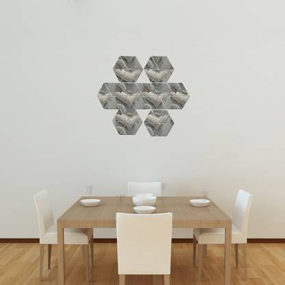 Sudarshan Stickers 49 cm Abstract Design Acrylic 3D Mirror Wall Sticker (Silver) Self Adhesive Sticker