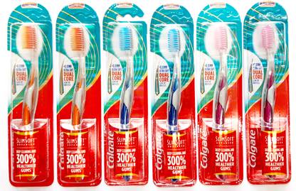 Colgate Slim Soft Advance Toothbrush (Ultra Soft Bristles) Pack of 6 Ultra Soft Toothbrush