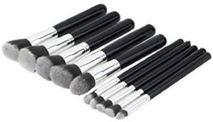 DUcare Professional Series Kabuki Makeup Brush Set - Black (Pack of 10)