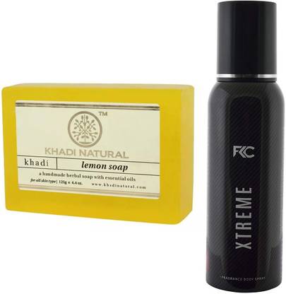 Fkc Xtreme Fragrance Body spray 120 ml Buy 1 Get 1 Free Khadi Lemon soap