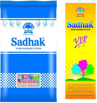 SADHAK Lotus & VIP Pure Incense Sticks` Lotus