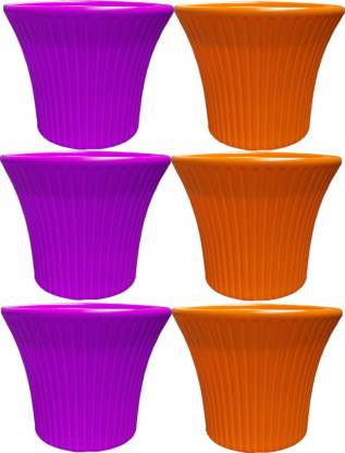 Anand vatika Sunrise pot Orange & Purple Plant Container Set