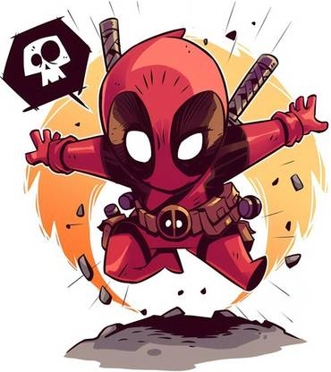 Deadpool Animated Portrait Image Wall Poster Photographic Paper