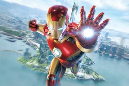 Iron Man Flying Action Image 12 x 18 Wall Poster Photographic Paper