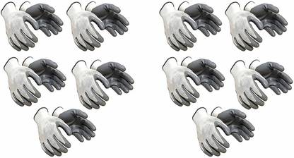 STYLERA Superior quality (10 pair) anti cut safety hand gloves pvc coated gray white Nylon  Safety Gloves