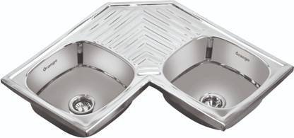 ORANGE Orange Double Bowl Corner Kitchen Sink 36x36x8 Corner Basin