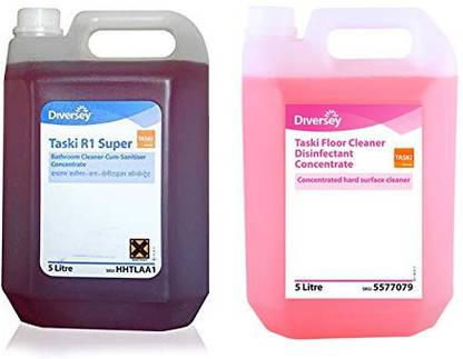 Diversey Taski R1 Super Bathroom Cleaner-cum-Sanitiser Concentrate And TASKI Floor Cleaner Disinfectant Concentrate LIGHT (10) Regular