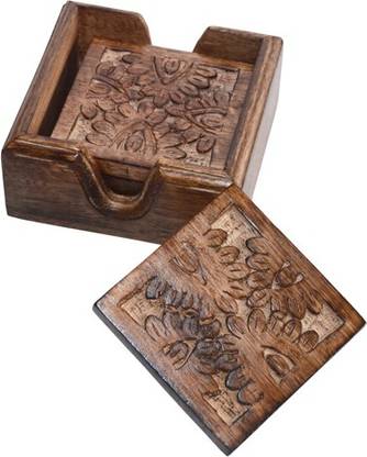 Suryavansi wooden store Square Wood Coaster Set