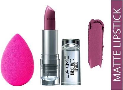 Lakmé Enrich Matte Lipstick - Shade WM10 with Beauty Blender