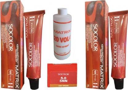MATRIX Socolor Hair Colour NO 5 Light brown with oxydant developerl