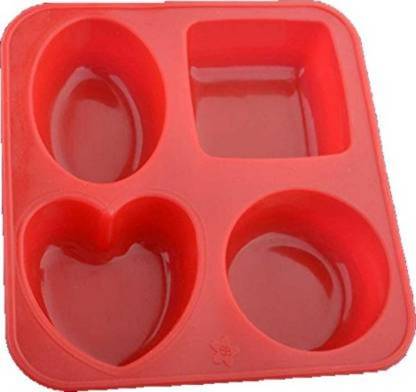 Nyalkaran Silicone Heart, Square, Rectangle, Oval Soap Moulds with 4 Cavity Multicolor Silicone Ice Cube Tray