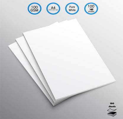 WAYTOBUY Papers 100 Sheet/Paper A4 Size for Printing and Writing 100 GSM Pure White Paper Unruled 210 x 297mm 100 gsm A4 paper