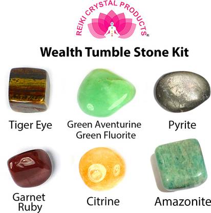 REIKI CRYSTAL PRODUCTS Wealth Crystal Tumble Stone Set Decorative Showpiece - 20 cm