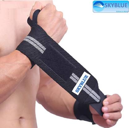 SKYBLUE Weight Lifting, Training Gym Straps with Thumb Support Grip Gloves Wrist Support