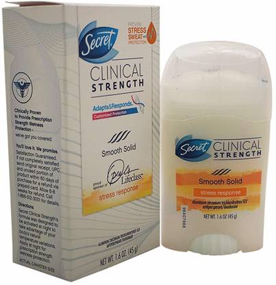 Secret  Antiperspirant and Deodorant for Women Clinical Strength Smooth Solid, Stress Response Deodorant Cream  -  For Women