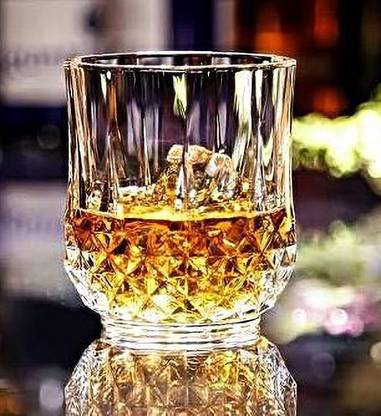 RR MALL (Pack of 6) Premium Quality Diamond Glass Rock Glass Transparent Clear Glass Set, 310 ml, 6-Pieces Glass Set Water/Juice Glass