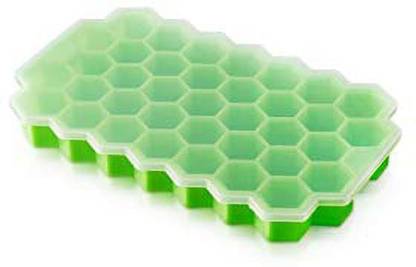 MOSHTU Flexible Silicone Honeycomb Shape Ice Cube Create Perfect 37 Grids Cavity Mold for Cocktail,Whiskey,Coffee,Fruit Juice,Soft Drink Green Silicone Ice Cube Tray