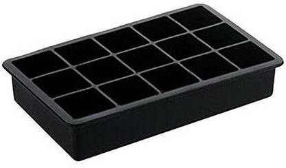 MOSHTU Cube Tray Flexible Silicone Create Square Ice Cube Mold Makes 15 Perfect Ice Cubes Ice Cube Black Silicone Ice Cube Tray