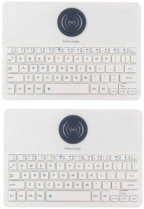 RDG E Shop Ultra Slim Universal Smart Wireless Keyboard (White- Pack Of 2 ) Wireless Handheld Multi-device Keyboard