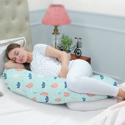 Rabitat Cotton Pregnancy Pillow Pack of 1 Solid Duo Motherhood Multi Function Pillow, Pregnancy Pillow+Feeding Pillow - Greenwell